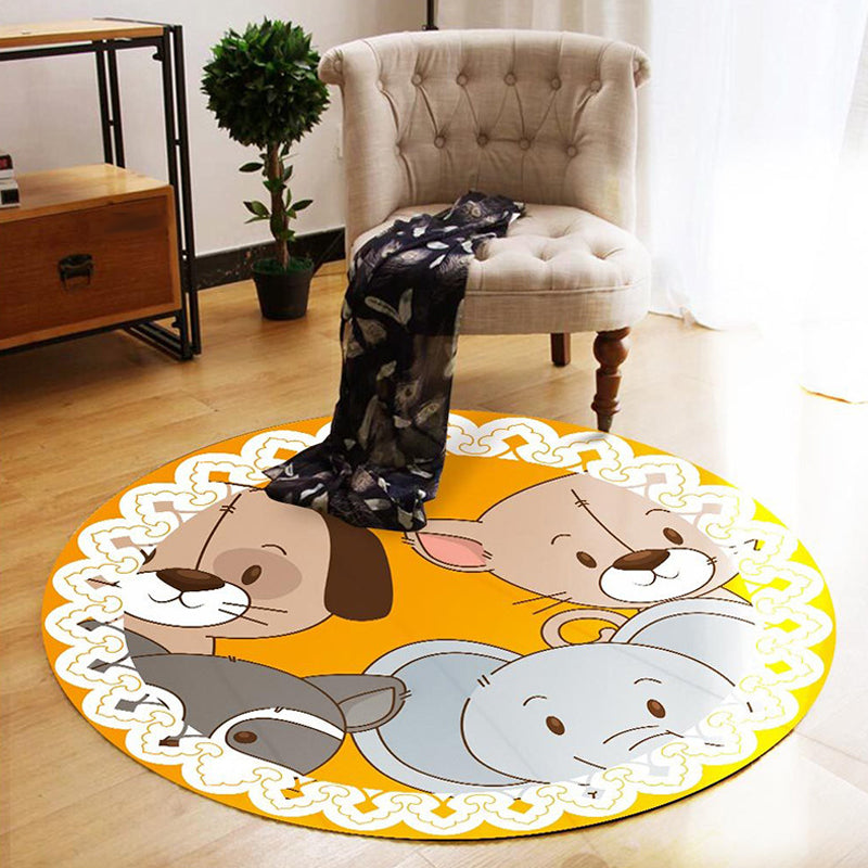 BowLift | Cute Cartoon Animal Pattern Rug Multicolor Children's Rug Polyester Washable Pet-Friendly Non-Slip Carpet for Kids' Room