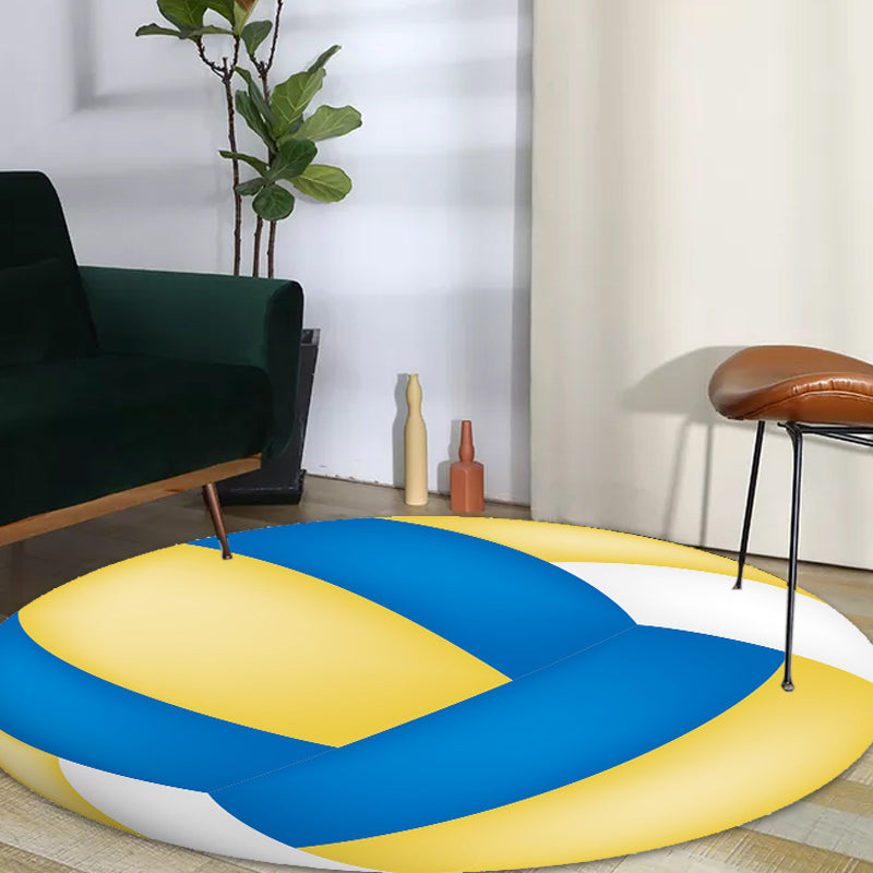 BowLift | Kids Sports Pattern Rug Multicolored Polyester Rug Washable Pet-Friendly Non-Slip Rug for the Children's Room