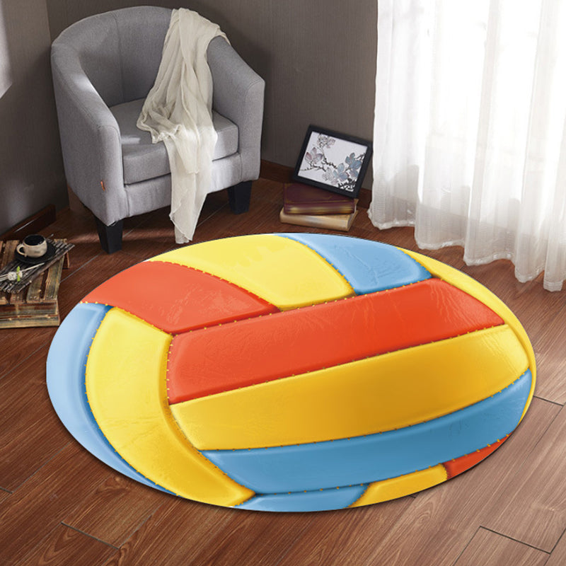 BowLift | Kids Sports Pattern Rug Multicolored Polyester Rug Washable Pet-Friendly Non-Slip Rug for the Children's Room