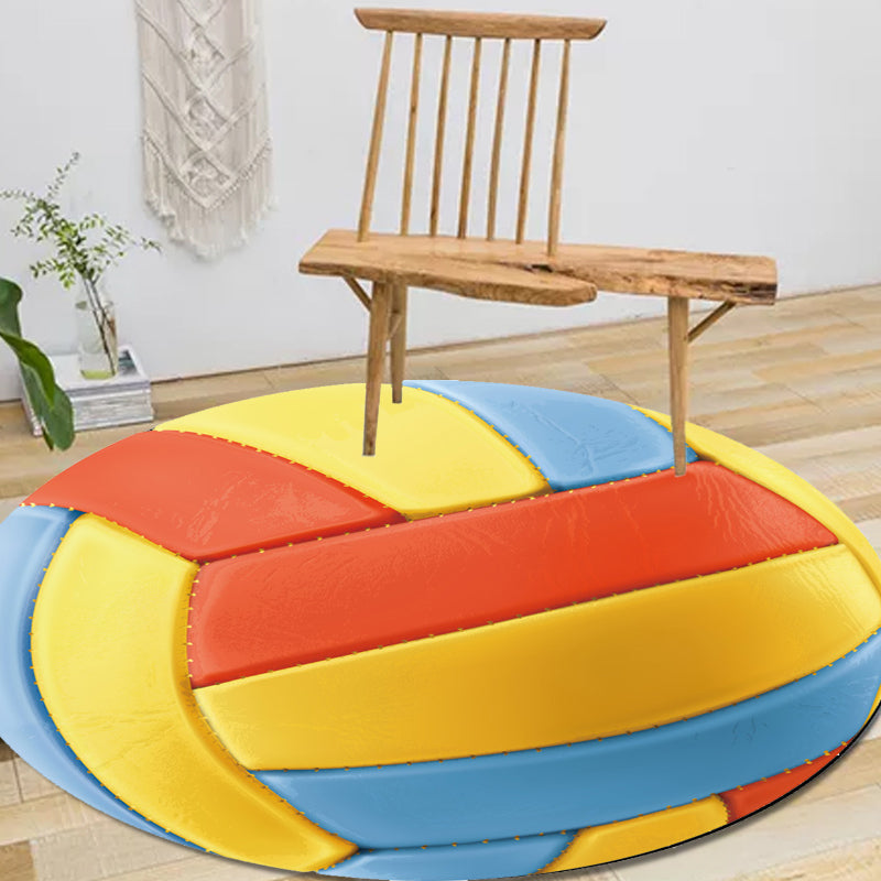 BowLift | Kids Sports Pattern Rug Multicolored Polyester Rug Washable Pet-Friendly Non-Slip Rug for the Children's Room
