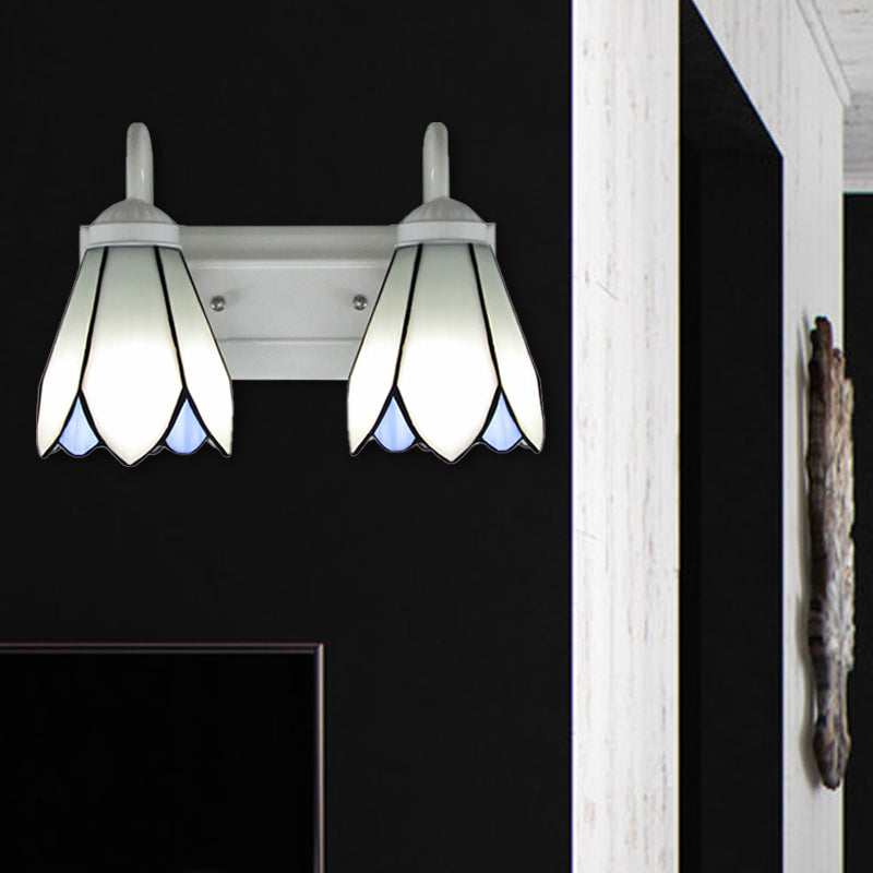 BowLift | 2 Heads Wall Mounted Tiffany Lily White Glass Wall Light Fixture for Bedroom