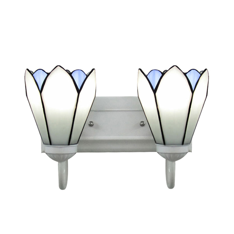 BowLift | 2 Heads Wall Mounted Tiffany Lily White Glass Wall Light Fixture for Bedroom