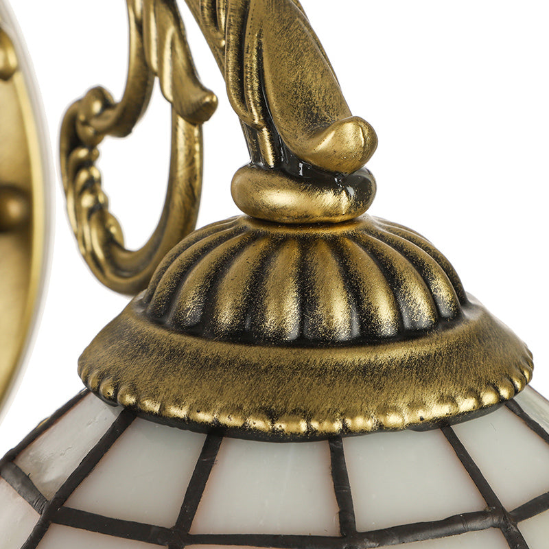 BowLift | 2 Lights Dome Wall Lamp with Magnolia White/Beige Glass Tiffany Wall Lamp for Living Room