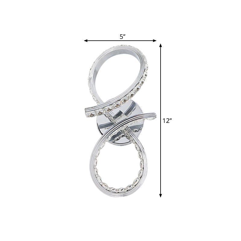 BowLift | Metallic Numbers Wall Lighting Ideas Simple LED Chrome Wall-Mounted Lamp with Cut Crystal Deco in Warm/White Light