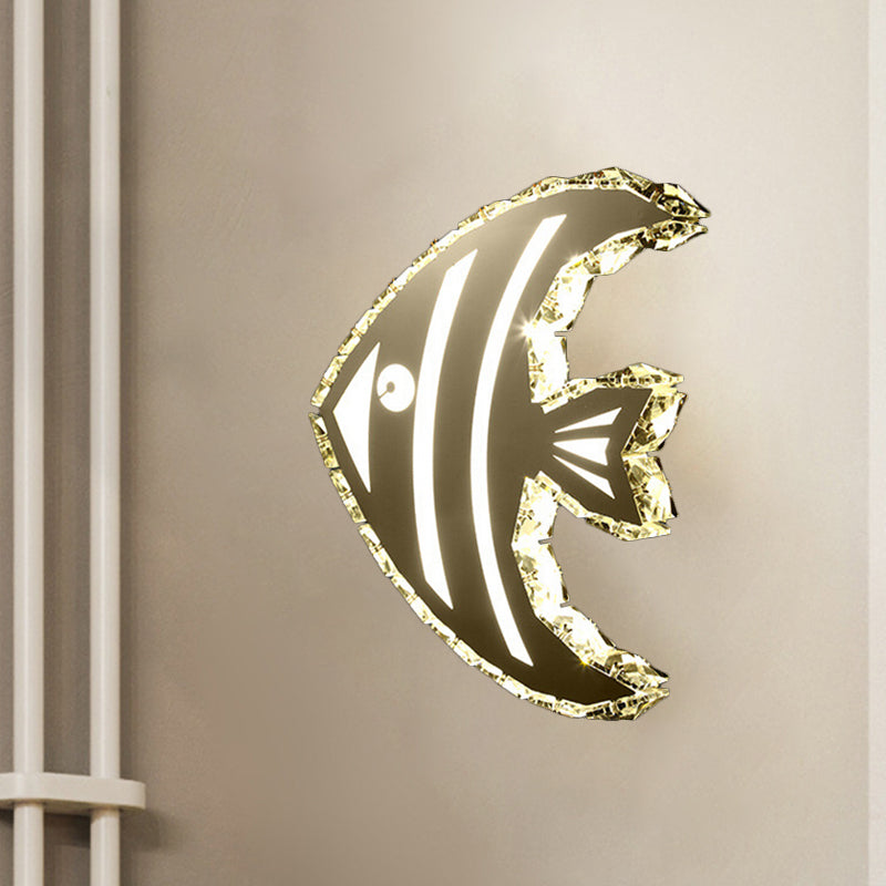 BowLift | LED Hall Wall Lighting Contemporary Stainless Steel Wall Lamp with Butterfly/Fish Crystal Shade in Warm/White Light