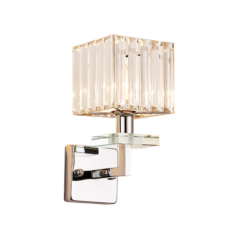 BowLift | Chrome LED Cube Wall Lighting Ideas Contemporary Crystal Prisms Wall Mounted Lamp