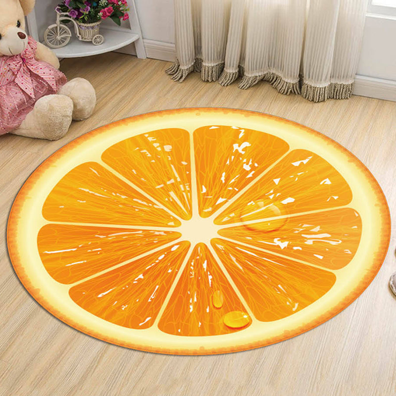 BowLift | Kids Fruit Pattern Rug Yellow and Green Polyester Rug Washable Pet Friendly Non-Slip Rug for Children's Room