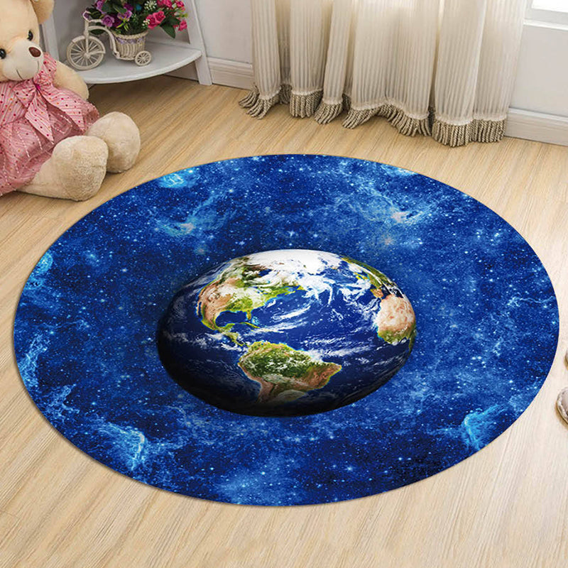 BowLift | Kids Galaxy Pattern Rug Blue and Purple Polyester Rug Washable Pet Friendly Non-Slip Rug for the Children's Room