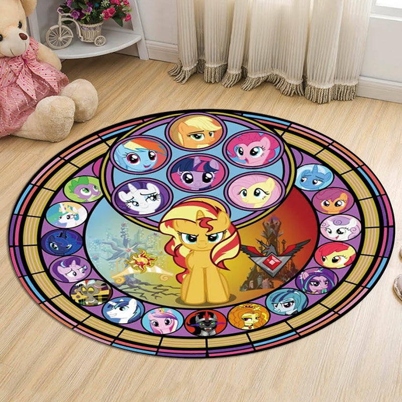 BowLift | Kids Cartoon Princess Pattern Rug Multicolor Polyester Rug Washable Pet-Friendly Non-Slip Rug for the Kids' Room