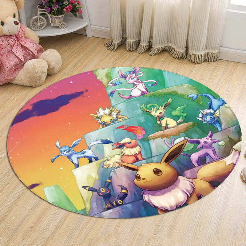 BowLift | Kids Cartoon Character Pattern Carpet Multicolored Polyester Carpet Washable Pet Friendly Non-slip Rug for the Children's Room