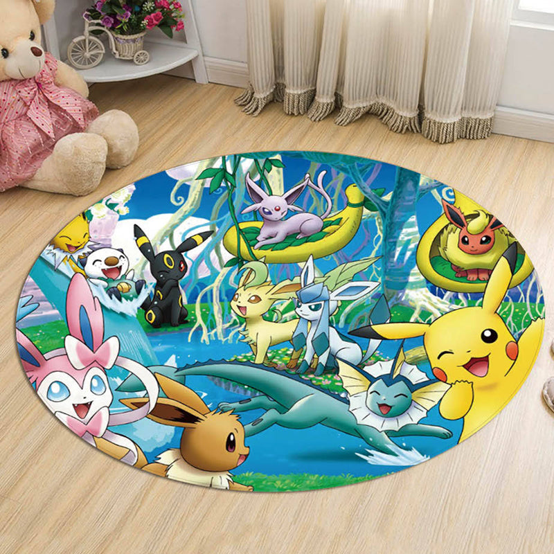 BowLift | Kids Cartoon Character Pattern Carpet Multicolored Polyester Carpet Washable Pet Friendly Non-slip Rug for the Children's Room