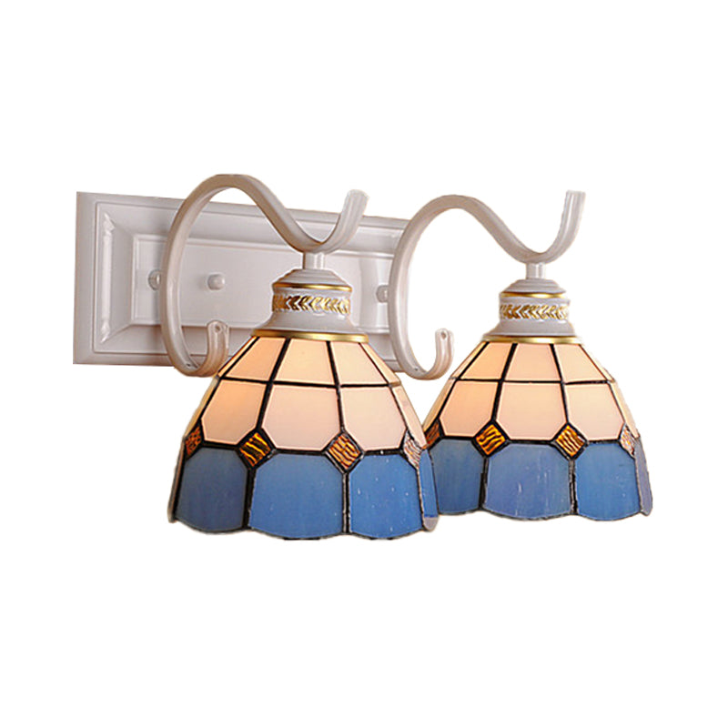 BowLift | 2 Lights Arched Wall Lamp Mediterranean Stained Glass Vanity Light in White/Black for the Bathroom