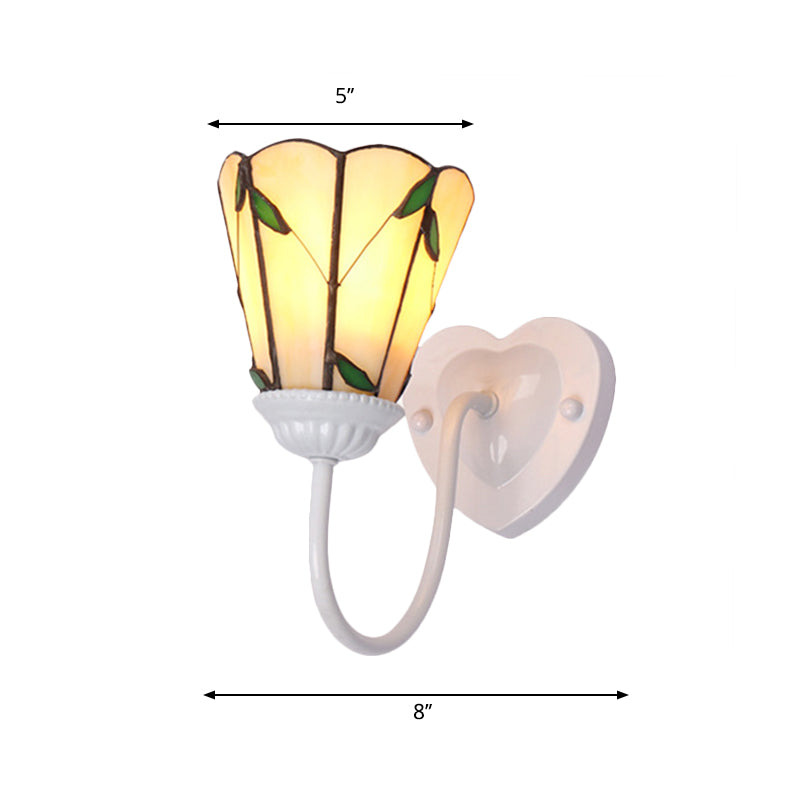 BowLift | Lily Beige Glass Wall Lamp Fixture Tiffany 1 Head White/Blue/Antique Brass Wall Lighting for Bedroom