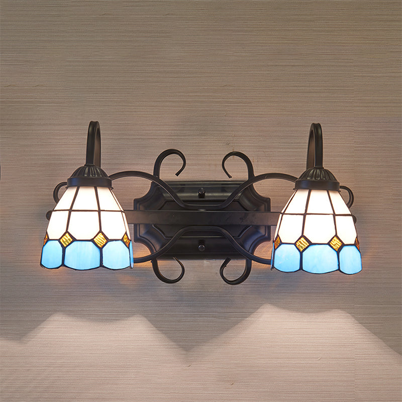 BowLift | Mediterranean Kopelevanity Lighting Stained Glass 2 Heads Wall Lamp Light for Bathroom