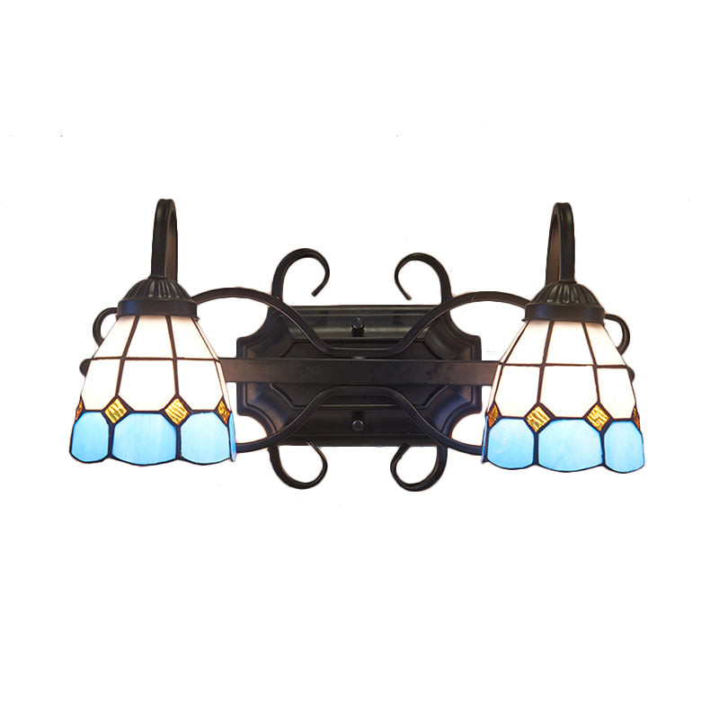 BowLift | Mediterranean Kopelevanity Lighting Stained Glass 2 Heads Wall Lamp Light for Bathroom