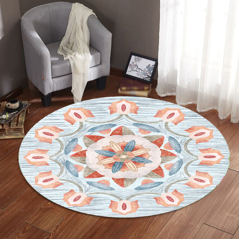 BowLift | Retro Tribal Circles Pattern Carpet Yellow and Red Polyester Carpet Washable Pet Friendly Non-Slip Carpet for the Living Room
