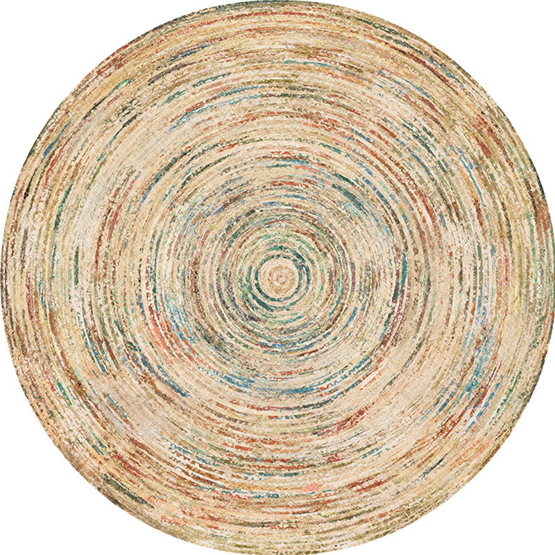 BowLift | Retro Tribal Circles Pattern Carpet Yellow and Red Polyester Carpet Washable Pet Friendly Non-Slip Carpet for the Living Room