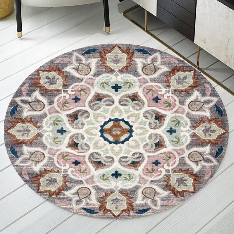 BowLift | Retro Tribal Circles Pattern Carpet Yellow and Red Polyester Carpet Washable Pet Friendly Non-Slip Carpet for the Living Room