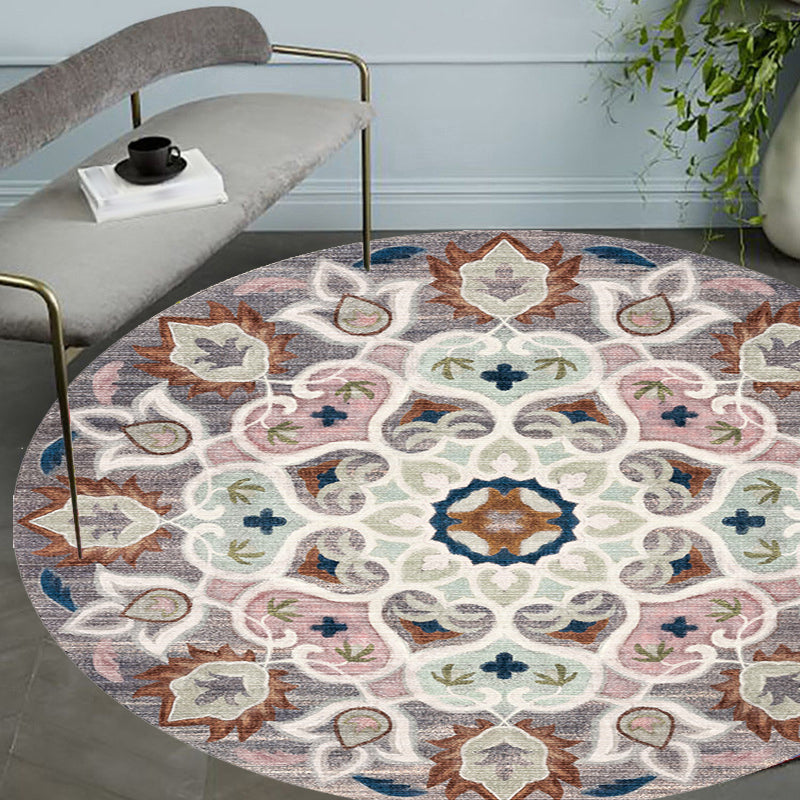 BowLift | Retro Tribal Circles Pattern Carpet Yellow and Red Polyester Carpet Washable Pet Friendly Non-Slip Carpet for the Living Room