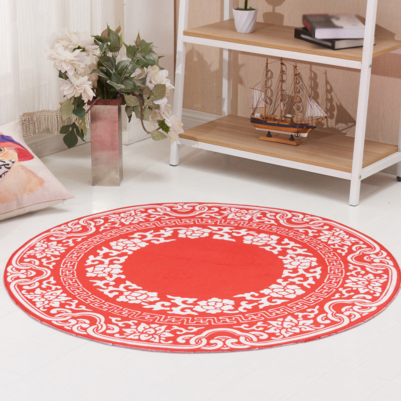 BowLift | Vintage Floral Pattern Carpet Blue and Black Polyester Carpet Washable Pet-Friendly Non-Slip Carpet for Living Room