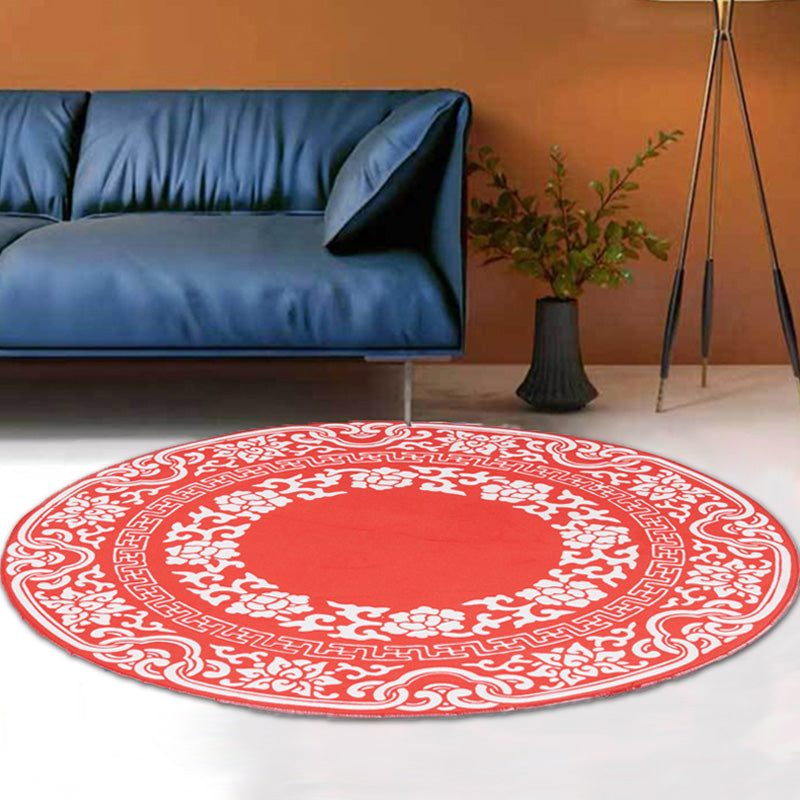 BowLift | Vintage Floral Pattern Carpet Blue and Black Polyester Carpet Washable Pet-Friendly Non-Slip Carpet for Living Room