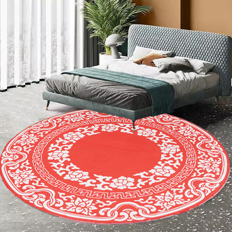 BowLift | Vintage Floral Pattern Carpet Blue and Black Polyester Carpet Washable Pet-Friendly Non-Slip Carpet for Living Room
