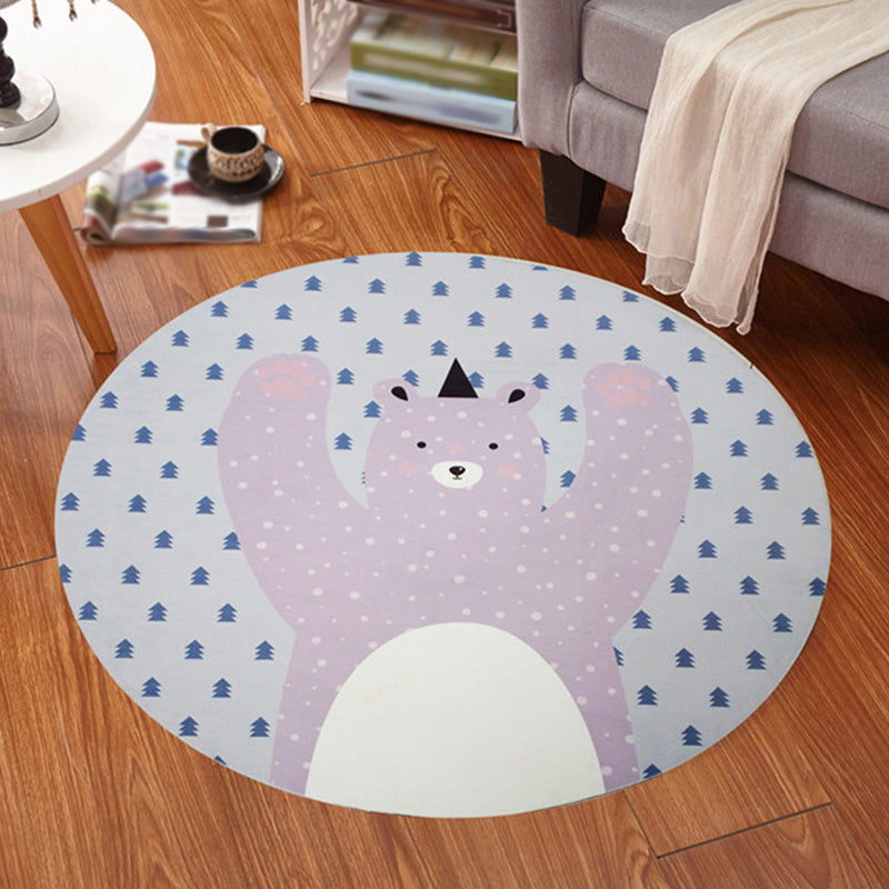 BowLift | Multicolor Animal Pattern Rug Polyester Kids Rug Washable Non-Slip Pet-Friendly Rug for Children's Room