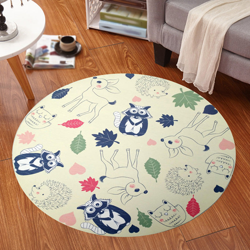 BowLift | Multicolor Animal Pattern Rug Polyester Kids Rug Washable Non-Slip Pet-Friendly Rug for Children's Room