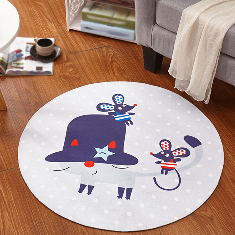 BowLift | Multicolor Animal Pattern Rug Polyester Kids Rug Washable Non-Slip Pet-Friendly Rug for Children's Room