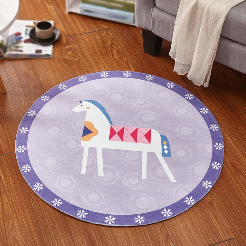BowLift | Multicolor Animal Pattern Rug Polyester Kids Rug Washable Non-Slip Pet-Friendly Rug for Children's Room