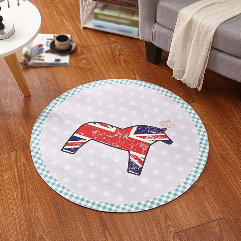 BowLift | Multicolor Animal Pattern Rug Polyester Kids Rug Washable Non-Slip Pet-Friendly Rug for Children's Room