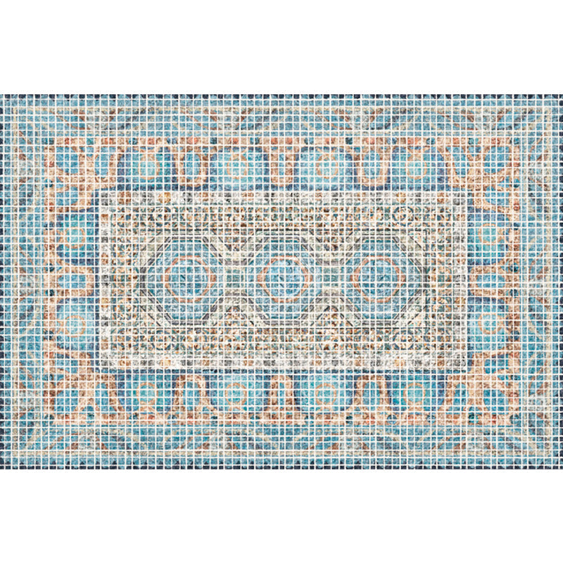 BowLift | Bohemian striped patterned rug with flowers Multicolored Polyester rug Machine washable non-slip back rug for living room