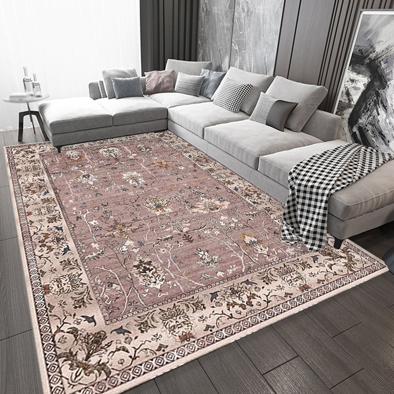 BowLift | Bohemian striped patterned rug with flowers Multicolored Polyester rug Machine washable non-slip back rug for living room