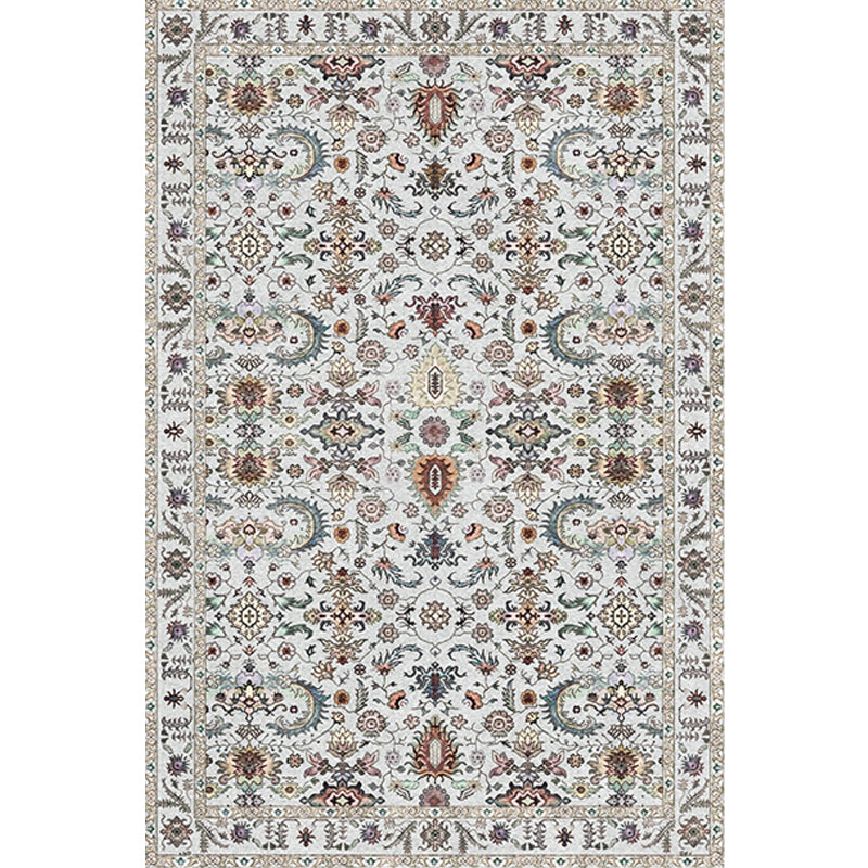 BowLift | Retro Tribal Flower Pattern Rug Pink and Gray Polyester Rug Washable Pet-Friendly Non-Slip Rug for Living Room