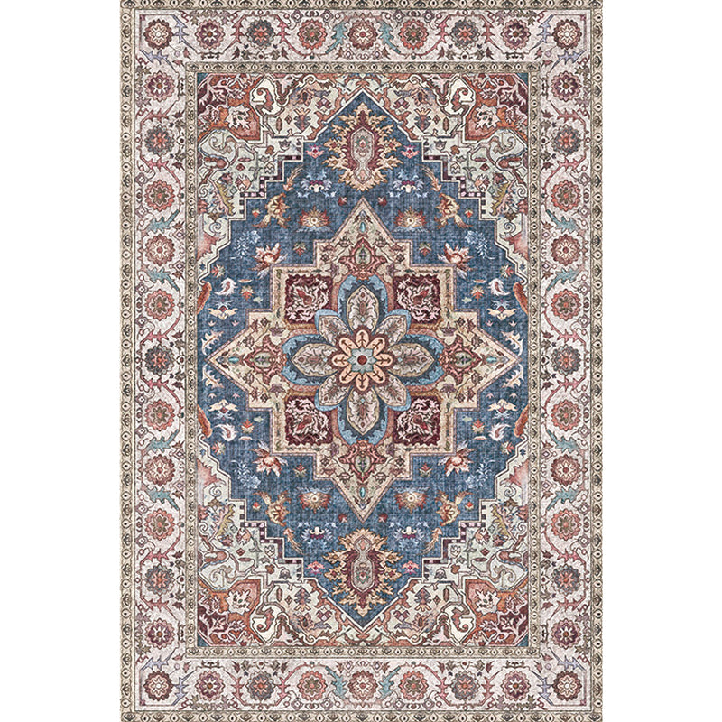BowLift | Retro Tribal Flower Pattern Rug Pink and Gray Polyester Rug Washable Pet-Friendly Non-Slip Rug for Living Room