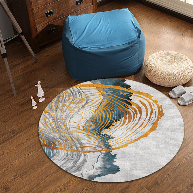 BowLift | Contemporary watercolour patterned rug with twist stripes Multi-colour polyester rug Non-slip backing Washable Pet-friendly rug for bedroom