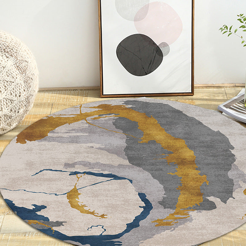 BowLift | Contemporary watercolour patterned rug with twist stripes Multi-colour polyester rug Non-slip backing Washable Pet-friendly rug for bedroom