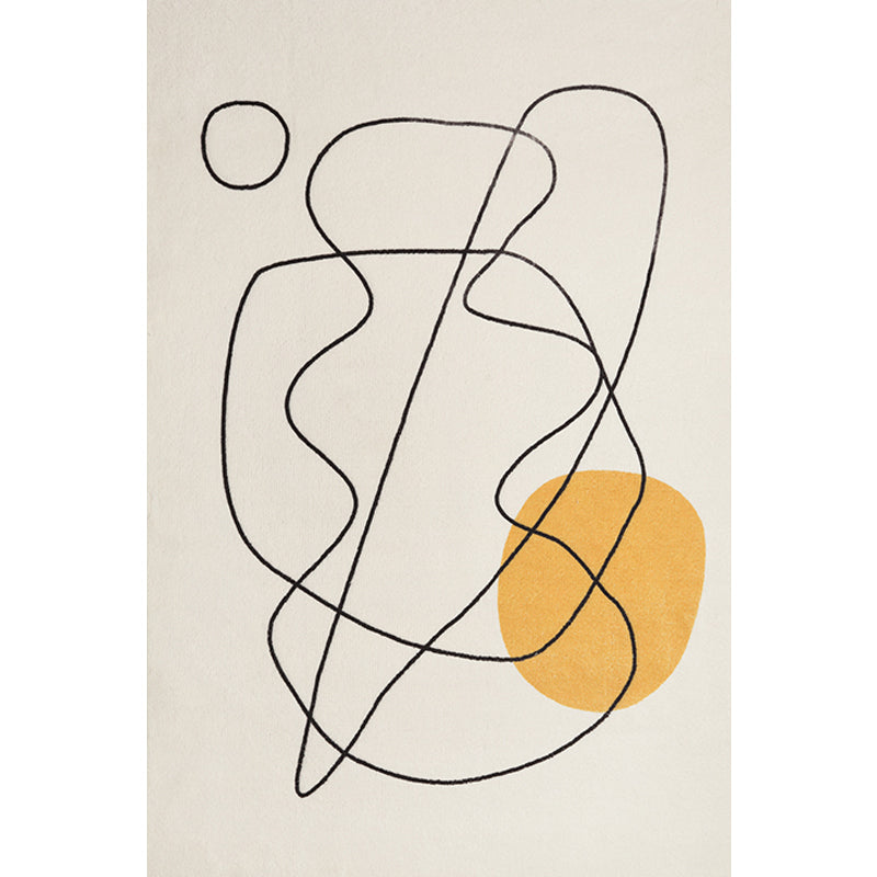 BowLift | Beige Abstract Rug Polyester Modern Rug Washable Non-Slip Pet-Friendly Area Rug for the Living Room