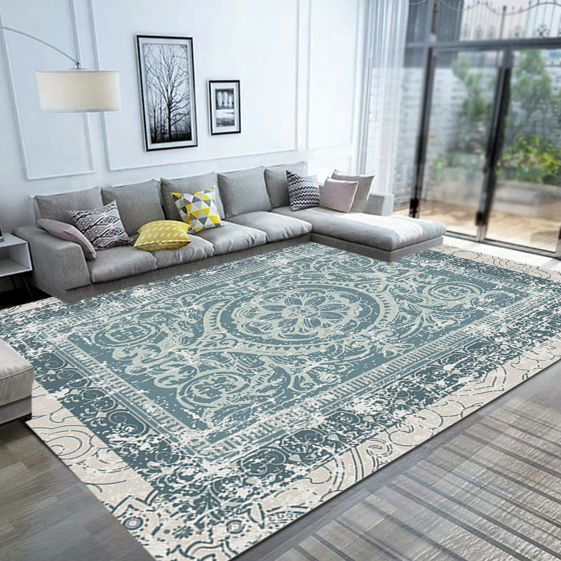 BowLift | Green Moroccan Carpet Polyester Medallion Pattern Carpet pet friendly washable anti-slip backing Carpet for decoration