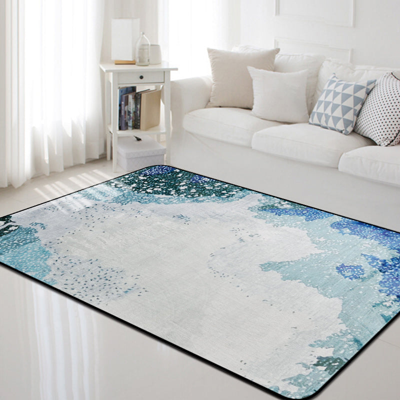 BowLift | Simple Abstract Rug Blue and Green Polyester Rug Washable Pet-Friendly Non-Slip Area Rug for Living Room
