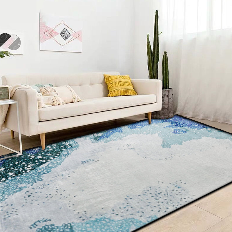BowLift | Simple Abstract Rug Blue and Green Polyester Rug Washable Pet-Friendly Non-Slip Area Rug for Living Room