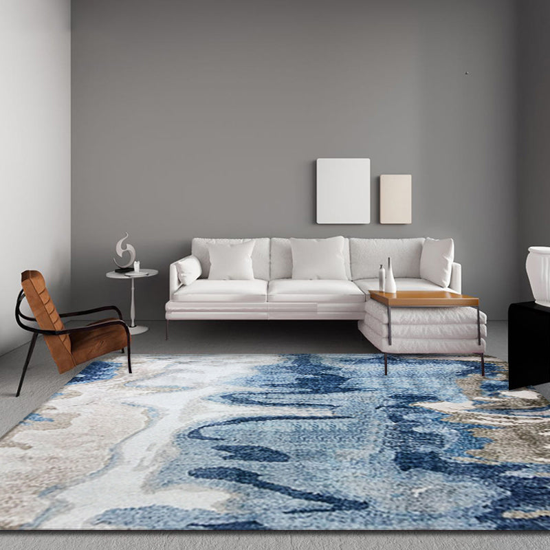 BowLift | Creative abstract rug Blue Shabby Chic rug Polyester machine washable non-slip backing rug for the living room