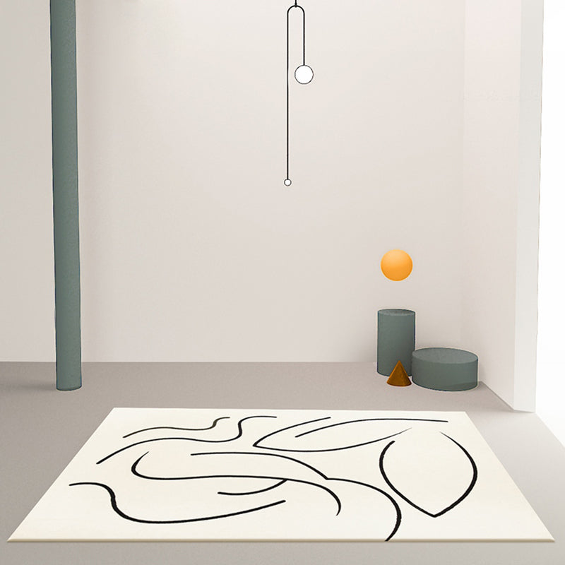 BowLift | Casual Beige Modernist Carpet Polyester Abstract Carpet Washable Pet-Friendly Non-Slip Carpet for the Living Room