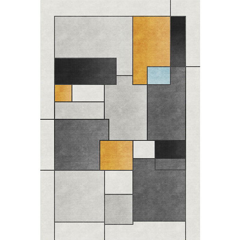 BowLift | Stylish gray novelty rug polyester geometric pattern rug washable pet-friendly non-slip rug for the living room