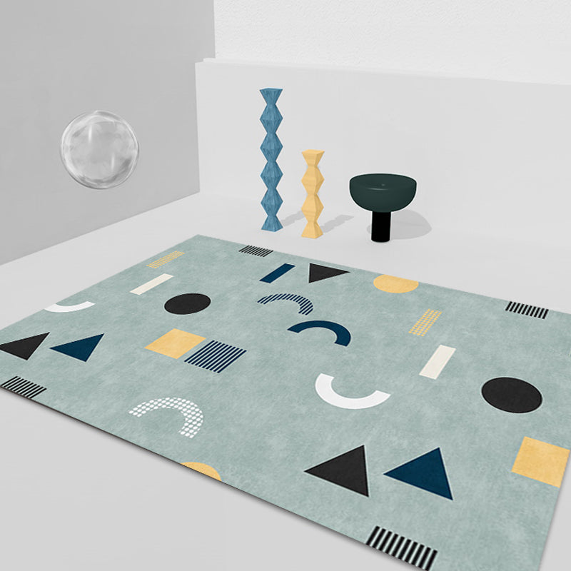BowLift | Casual Modernism Area Rug Green Geometric Pattern Area Rug Pet Friendly Non-Slip Washable Area Rug for Decoration