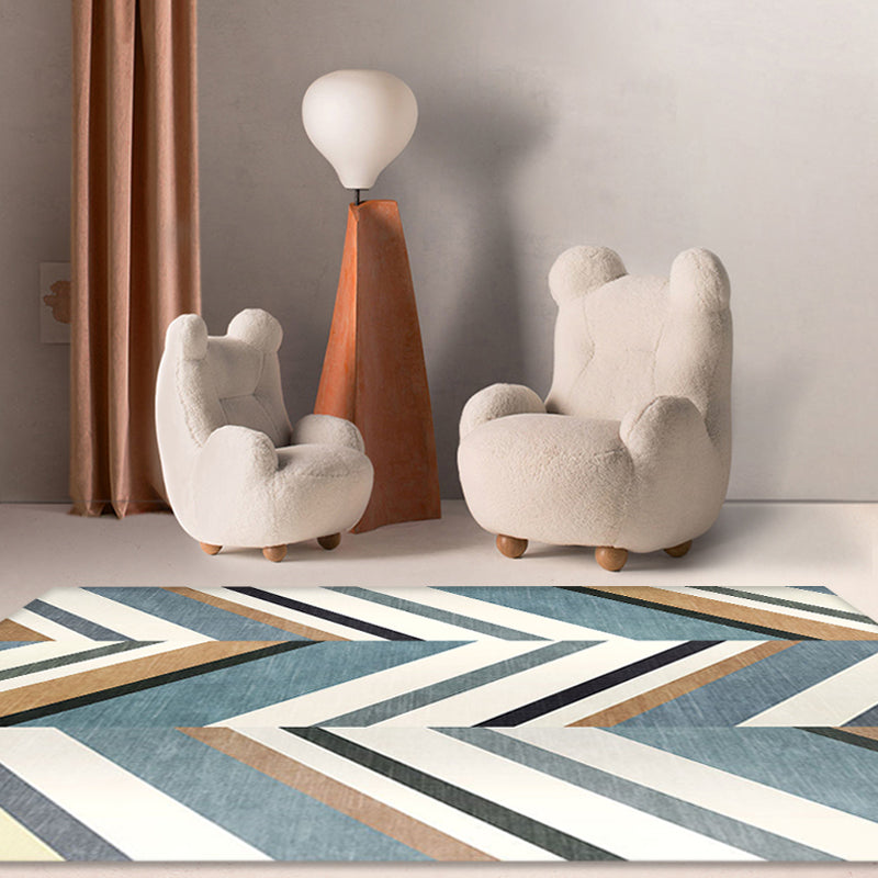 BowLift | Casual Modernism Rug Green and Brown Striped Pattern Rug Pet Friendly Non-Slip Washable Rug for Decoration