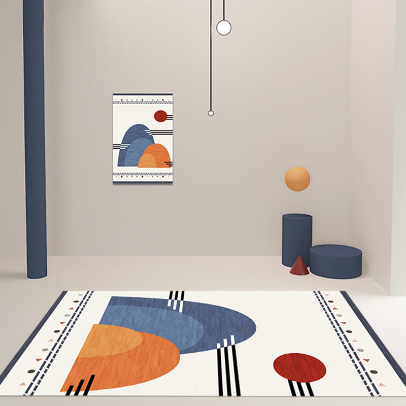 BowLift | Blue Mountain Pattern Rug Polyester Oriental Rug Washable Non-Slip Pet-Friendly Rug for Living Room