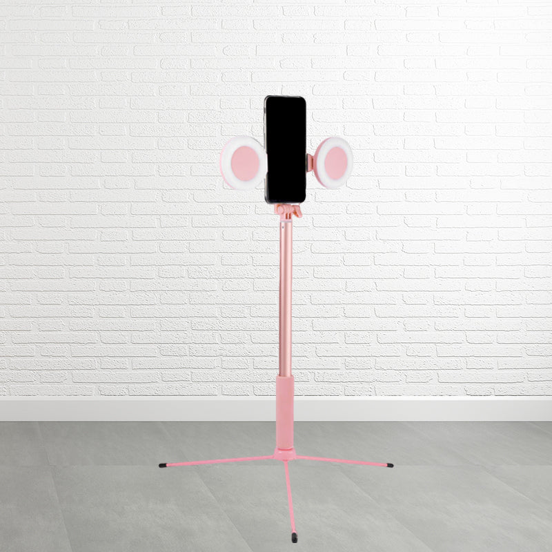 BowLift | Iron Round Make-Up Lighting Contemporary Style LED Fill Light in Pink with USB Connection