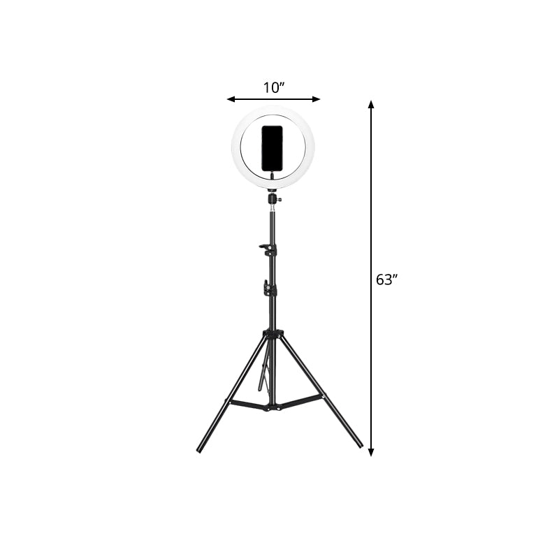BowLift | Metallic Round Make-Up Lamp Contemporary 63"/75" Long Black LED Overfill Flash Lamp with USB Connection
