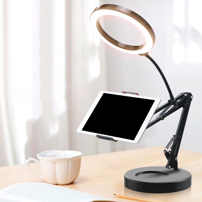 BowLift | LED Make-Up Light Minimalist Metal Mobile Phone Holder Fill Light in Black with Foldable Arm